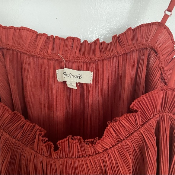 Madewell Red Plisse Cami Top - Picture 3 of 4